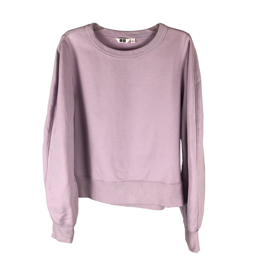 Women's Uniqlo Lavender Wide Fit Pull Over Cotton Sweatshirt. Size Large